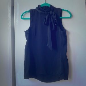 Classic Black Bow Blouse Sleeveless